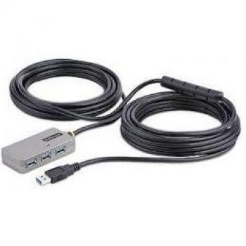 USB Extender Hub 10M USB 3.0 con Hub USB-A de 4 Puertos, Repetidor USB Activo Alimentado por el Bus, Fuente de 20W y Protección ESD Nivel 2 (StarTech U
