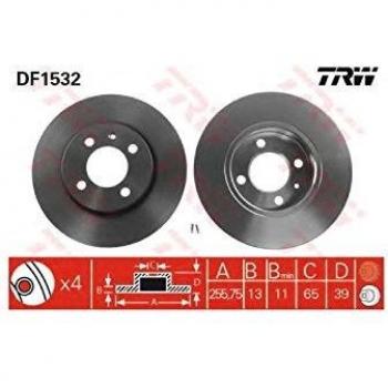 Disco de freno TRW DF1532 frente, completo, altamente carbonizado, 1 pieza