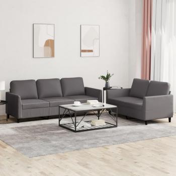 Juego de sofás con cojines 2 piezas cuero sintético gris Vidaxl