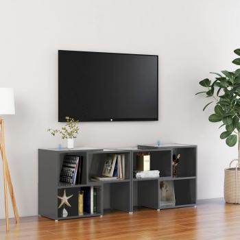 Mueble de TV vidaXL madera contrachapada 104x30x52 cm, Mueble de Salón, Mueble Televisor, Mesa de TV, aglomerado gris con brillo