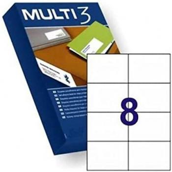 Jobgar 10530 Etiquetas Adhesivas multi3-105 * 74mm - Cantos Rectos - 500 Hojas - 8