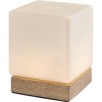 Lámpara de Mesa Pirit - Madera de Haya - Pantalla de Cristal Blanco - 1,2W - 3000K - Dimable con Interruptor - L10,5cm x H13cm - IP20