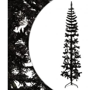 vidaXL Slim Artificial Half Christmas Tree with Stand Black 180 cm