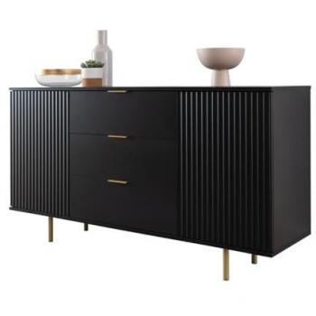 Cómoda Providence U101 Negra con Cajones y Puertas, 150x80x41cm