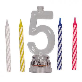 Portavela Led Nº 5 con 4 Velas, de 13 cm