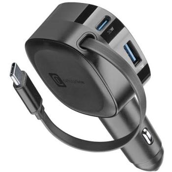 Cargador de coche retráctil 60W USB-C Universal Negro