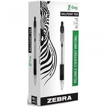 Z-Grip Retractable Ballpoint Pen, Black Ink, Medium, Dozen, Sold as 1 Dozen