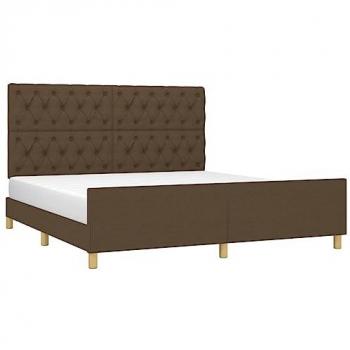 Estructura de cama con cabecero de tela marrón 160x200 cm