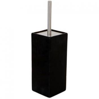 MSV ESCOBILLERO Ceramica Negra E INOX NHALE, Acero Inoxidable, 38x10.5x10.5 cm