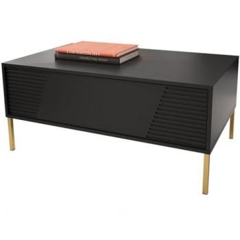 Mesa de centro angular Merced L104, aglomerado laminado, negro, 100 x 60 x 46 cm