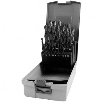 Ruko 214215SRO Juego de 25 brocas helicoidales DiN 338 tipo N, HSS-G, Negro