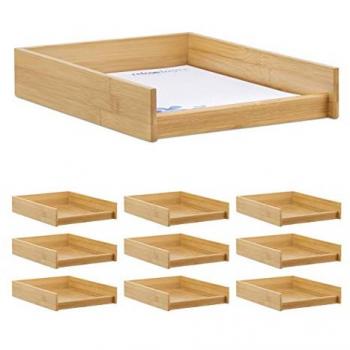 Bandejas para Documentos de Oficina Relaxdays, 10 unidades, DIN A4, Organizador de Escritorio Plano, dimensiones 6x25x33 cm, material Bambú, color Marrón