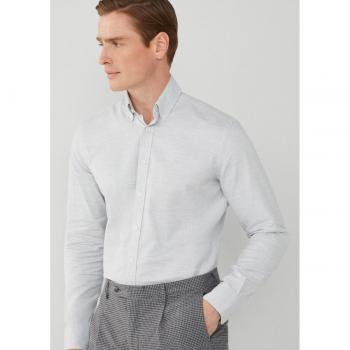 Camisa de hombre slim fit lisa en gris de Hackett London con diseño sutil