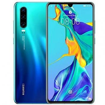 Smartphone Huawei P30 6GB/128GB Azul Aurora, Pantalla OLED de 6.1 pulgadas, Cámara Triple Leica, Versión Desbloqueada, Single SIM