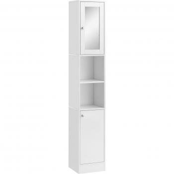 Armario Alto para Baño con Espejo Mueble Columna de Baño 30x28x180 cm Blanco