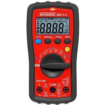 Multímetro Digital Benning MM 5-2, TRUE RMS, 600 V AC/DC, CAT III 600 V, CAT IV 300 V, Display de 6000 cuentas