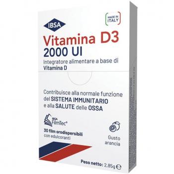 Vitamina D3 2000 UI Ibsa - Integrador Alimentario para el Sistema Inmunitario y Bienestar Óseo - 30 Film Orodispersibles