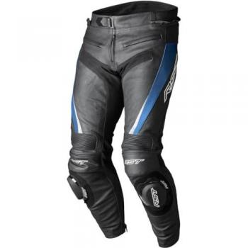 RST Tractech EVO 5 Pantalones de cuero para moto - Negro Azul XL, características: diseño deportivo, material de cuero resistente, refuerzos en áreas clave, forro interior transpirable, protecciones CE en rodillas y c