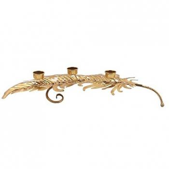 Portavelas Dorado Metal Diseño de Hoja 60,5 x 28,5 x 11 cm