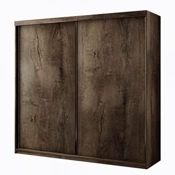 Armario Corredero Dover 108, Fresno Oscuro, 200x200x62cm, con Iluminación LED y 9 Estantes