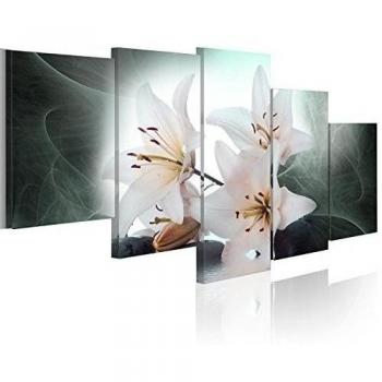 murando Cuadro en Lienzo lirios 200x100 cm Impresión de 5 Piezas Material Tejido no Tejido Impresión Artística Imagen Gráfica Decoracion de Pared Naturaleza blanco flores 030110-2