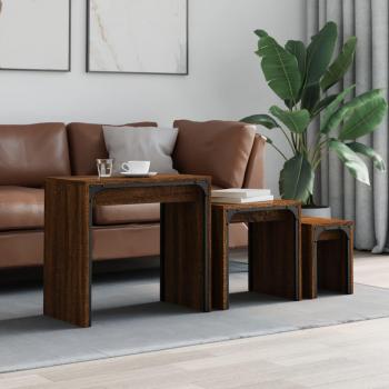 Mesa de centro apilable 3 piezas madera ingeniería roble marrón vidaXL