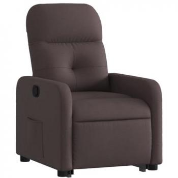 Sillón Reclinable Elevable en Tela Marrón Oscuro con Apoyo para Personas Mayores