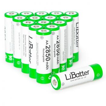 LiBatter (16 Paquetes) AA 2850mAh Ni-MH Baterías Recargables de Alta Capacidad Ciclo de 500-1000 baterías Recargables