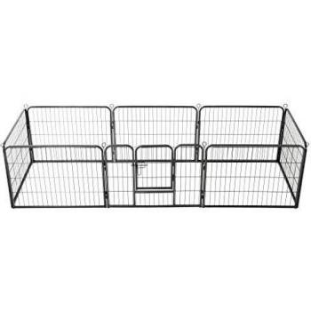 vidaXL Dog Playpen 8 Panels Steel 80x60 cm Black