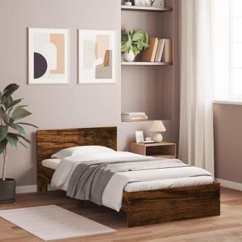 Cama Pata Redonda con Cabecero Humo Roble 100x200 cm Madera Multicapa