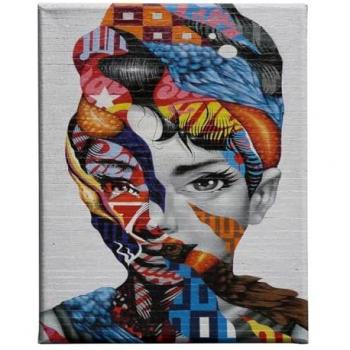 Impresión sobre Lienzo Mujer 5 Multicolor en Poliéster y Madera, 45x3x70 cm
