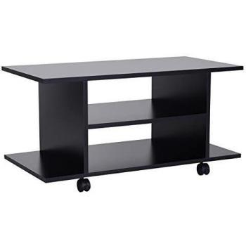 HOMCOM Mueble para Televisión Mesa para TV con Estantes y Ruedas con Bloqueo Superficie de Melamina 80x40x40 cm Negro