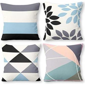Enibon Fundas de Cojines 45x45cm, 4 Pack Funda Cojin del hogar Lino y Algodón, Funda de Almohada Throw Cojín Super Suave Engrosado para Sofá Cama Sillas Coche.