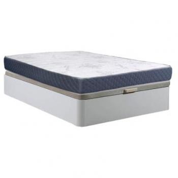 Cama Canapé Abatible Blanco 150x190 cm con Colchón Viscoelástico de 23 cm