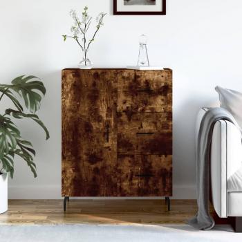 Aparador de madera de ingeniería 69,5x34x90 cm con armarios y cajón, mueble de almacenaje moderno para salón en color roble ahumado marrón