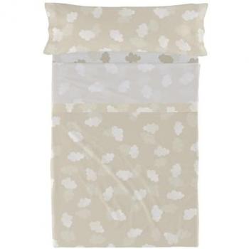 Juego de Sábanas HappyFriday Basic Kids Nubes Beige 2 Piezas 180 x 270 cm Cama de 105 100% Algodón Calidad 150