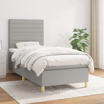 Cama box spring con colchón de muelles gris claro 100x200 cm tela Chiaro vidaXL