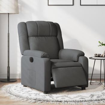 Sillón reclinable eléctrico de tela gris oscuro Vidaxl