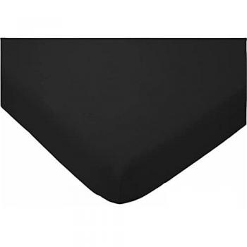 Sábana Bajera Ajustable 50% Algodón 50% Poliéster - Tacto Suave - Colores Lisos (Negro - Cama 150x200+30cm)