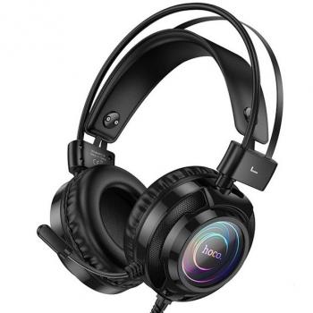 Auriculares Gaming Hoco W110 con Cable USB y Jack 3.5 mm, Micrófono, Reducción de Ruido, 2 m, Color Negro