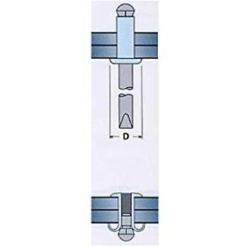 Remache Flor Cabeza Ancha 4,8x16mm Blanco - Caja de 250 Unidades