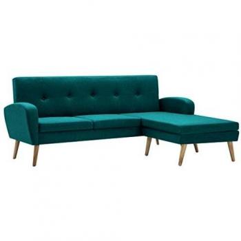 vidaXL Sofá con Forma de L Tapizado de Tela Verde 186x136x79 cm Sillón Salón