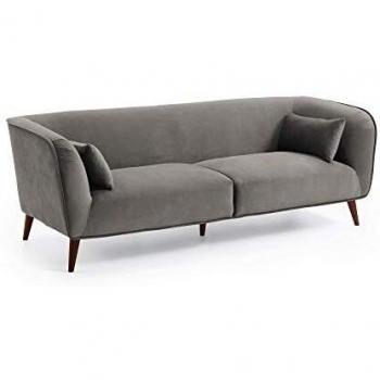 Kave Home - Sofá Olost 3 plazas Terciopelo Gris 229 cm