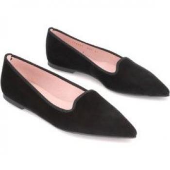 Pretty Ballerinas - Slippers de mujer en ante negro con detalle de lazo