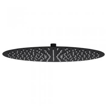 Cabezal de ducha efecto lluvia acero inoxidable redondo negro 40 cm