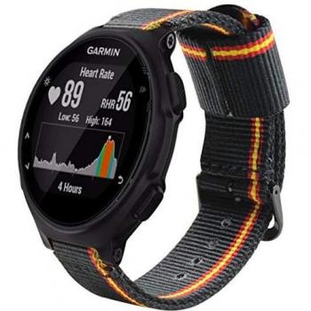 ESTUYOYA - Pulsera de Nailon compatible con Garmin Forerunner 235/220/230/620/630/735xt, Approach S20/S5/S6 Bandera de España Cierre de Seguridad Deportiva, Easy Fit - Black