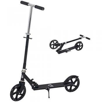 HOMCOM Patinete Plegable para Niños de +5 Años Scooter Infantil Manillar Ajustable en Altura de 4 Niveles con Freno 88x37x75-100 cm Negro
