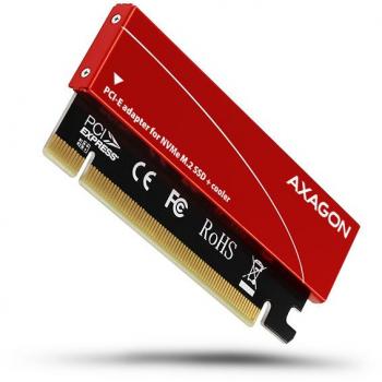 Adaptador AXAGON PCEM2-N1x M.2/NVMe/SSD PCIe-3.0-x16 con disipador pasivo