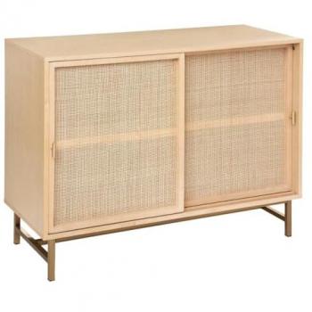 Aparador Rayo 2 Puertas Caña con Rejilla de Mimbre - Almacenamiento Elegante