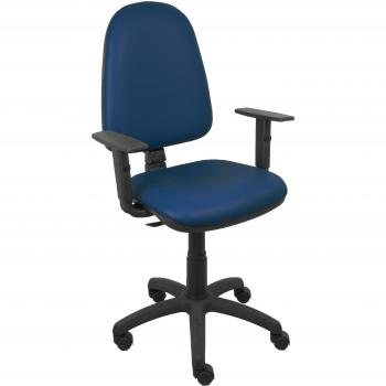Silla de Oficina Ergonómica con Brazos Regulables y Respaldo Tapizado en Similpiel - Color Marino
